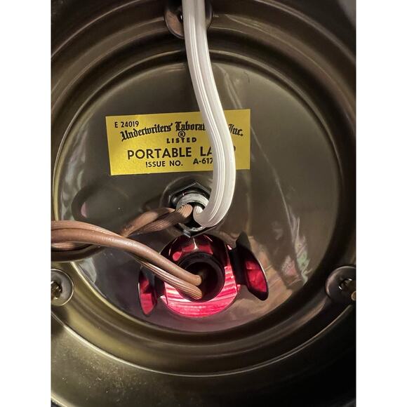 VTG Underwriters Laboratories 1970's Nautical Brass An Glass Lamp Boat Red 3way - Picture 7 of 16